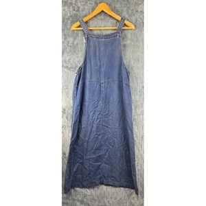 TY Wear Jumper Dress Women 14 Blue Denim Sleeveless Maxi Pockets Modesty Teacher